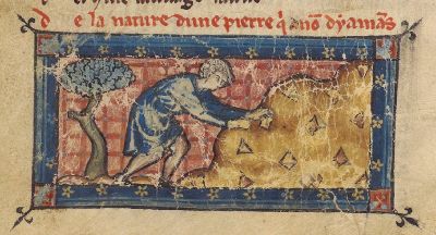 Man collecting diamonds from a hill