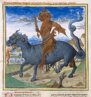 Behemoth as a four footed beast being ridden by a demon